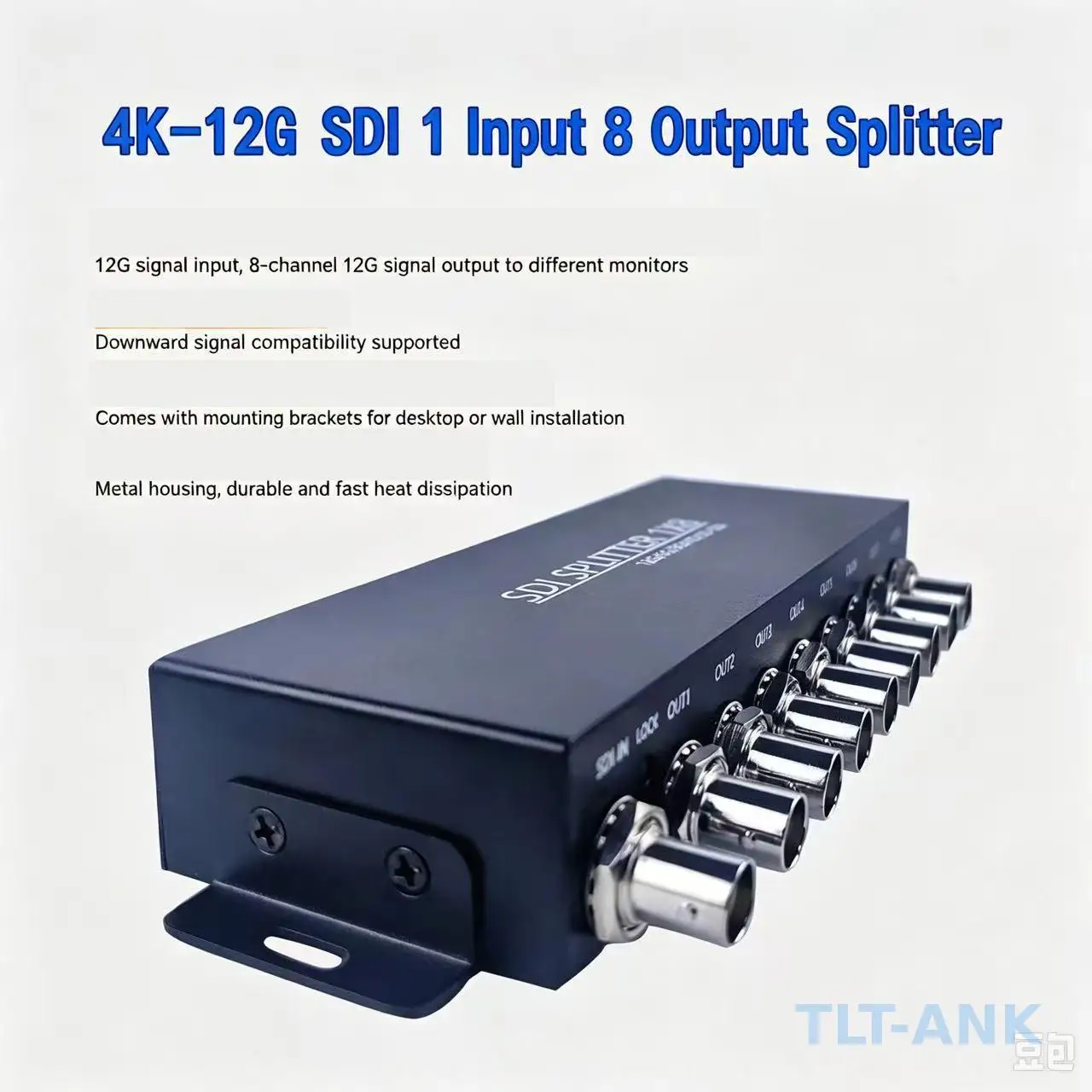 12G SDI 4K Splitter 1 to 8, 1×4 Ultra High Definition Digital Video Signal Distributor Converter Broadcast Grade