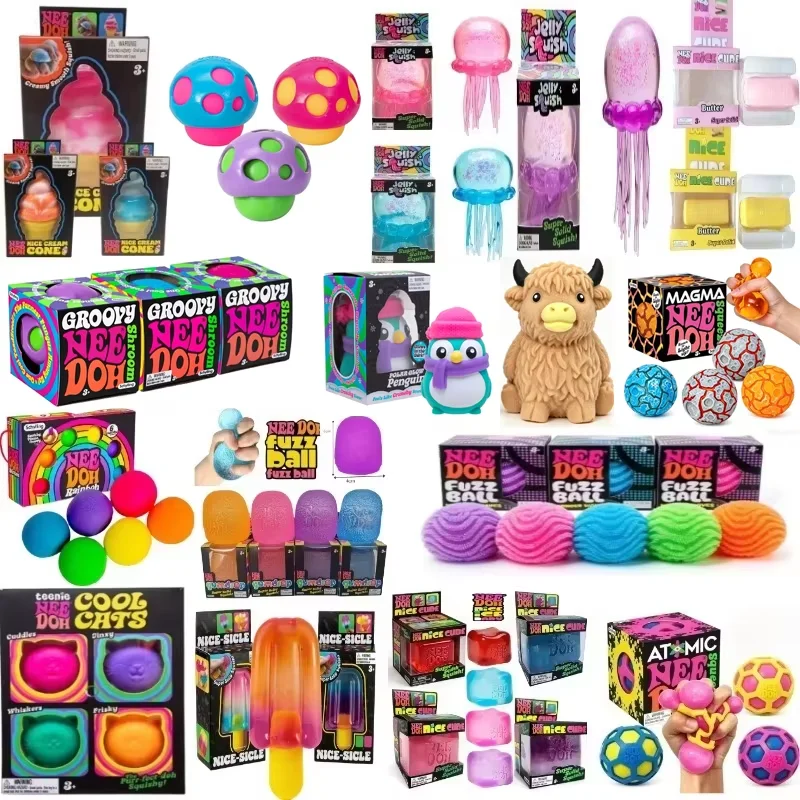 100+ Stück Offizielles NeeDoh Squishy Puppen-Spielzeug Geschenkbox, Stressabbau-Quetschspielzeug für den Schreibtisch, Neuartiges Geschenk für Kinder, Jugendliche und Erwachsene