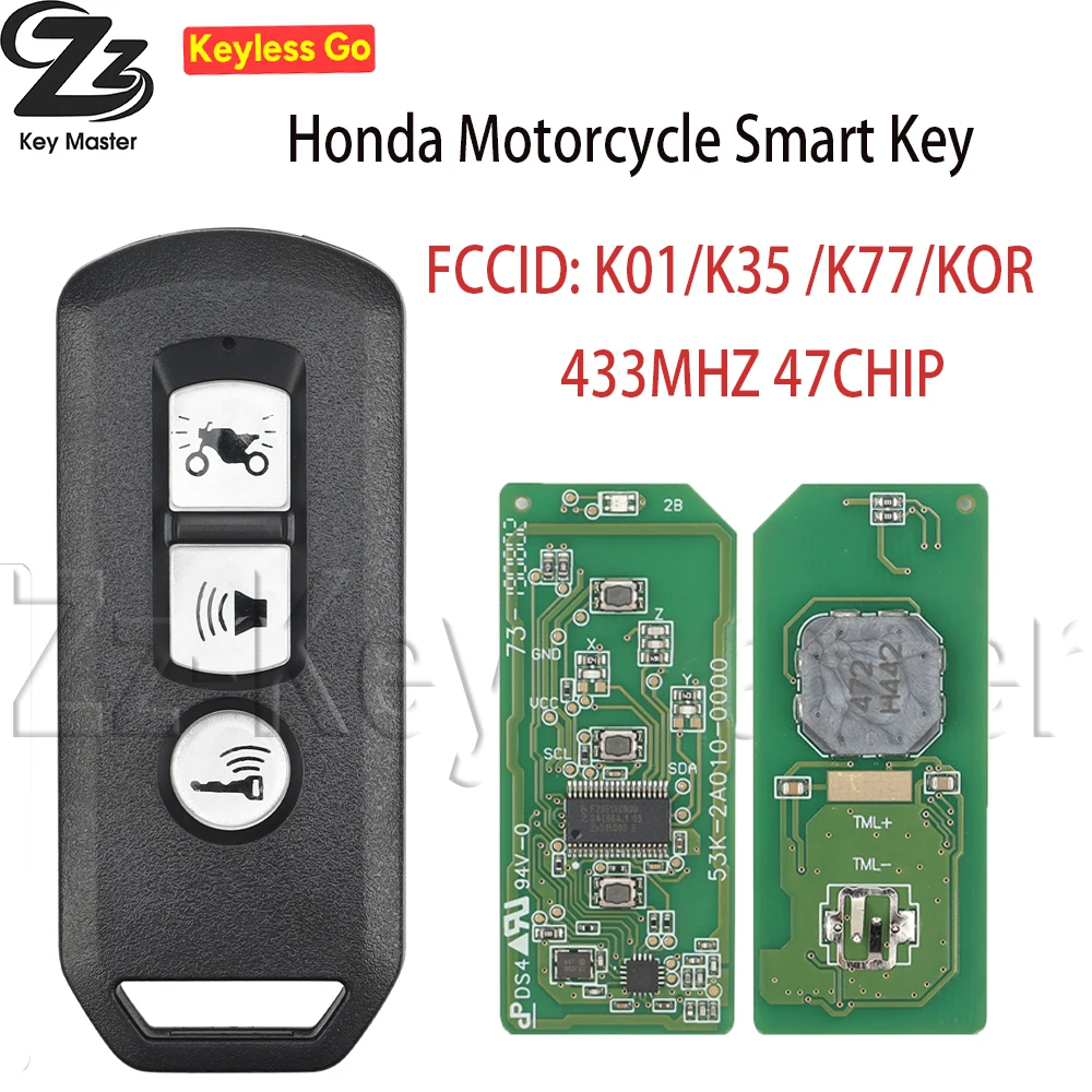 K01 K77 K96 K97 KOR ID47 رقاقة 433 ميجا هرتز دراجة نارية مفتاح بعيد لهوندا دراجة نارية سكوتر ADV SH 125i 150i 300i PCX150 فورزا 300