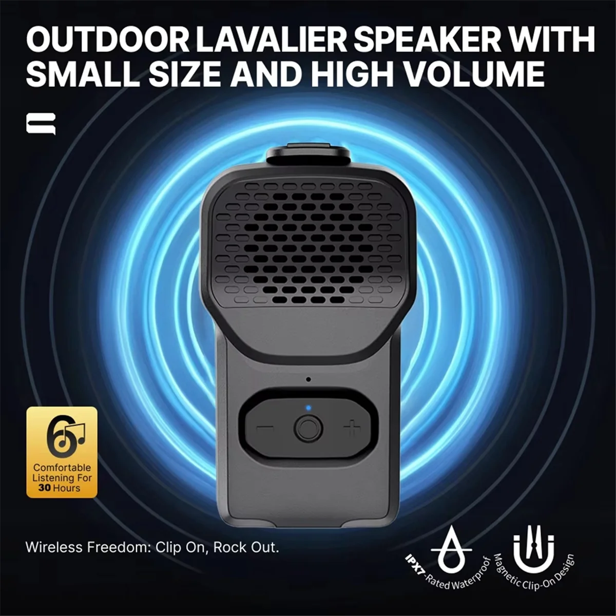 2025 + سماعات بلوتوث يمكن ارتداؤها مشبك مغناطيسي على مكبرات الصوت المحمولة اللاسلكية IPX7 مقاوم للماء BT5.3 عمود ستيريو مضخم الصوت #4