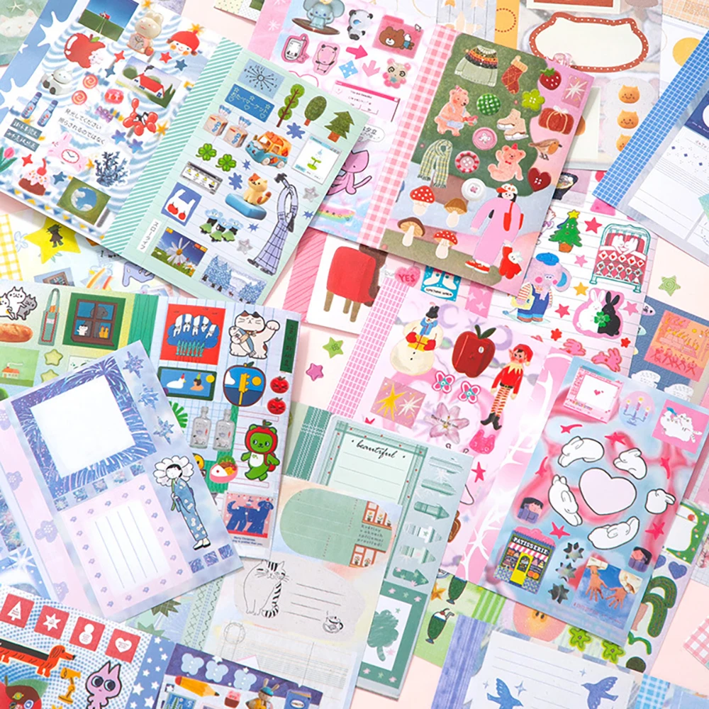 Kawaii المزدوج M5 ملصق كتاب Ins الكورية نمط لطيف الكرتون ملصقات الزخرفية رومانسية DIY كتيب سجل القصاصات اللوازم المدرسية