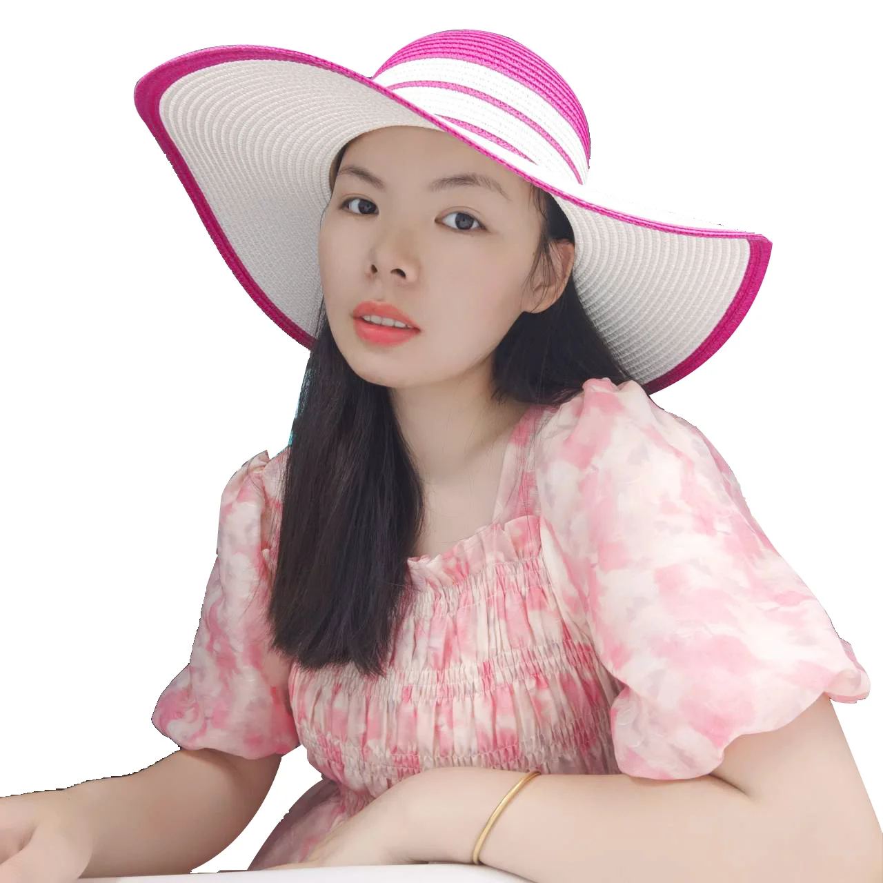 Three Piece Rose Red Straw Hat New Summer Dome Beach Hat Women\'s Straw Bag Sun Hat Color Matching Jazz Adult Hat кепкамужския