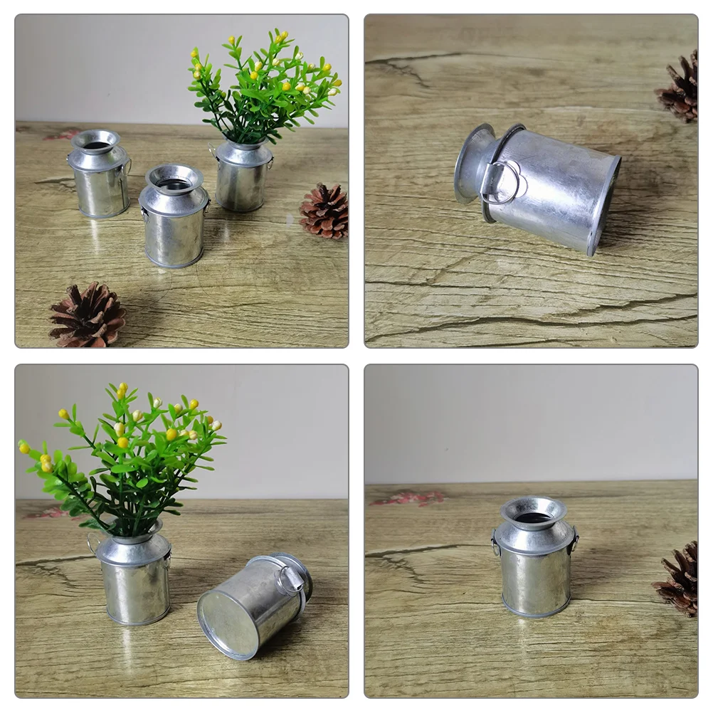 3-teiliger dekorativer Mini-Blumentopf-Dekorationseimer für Haus, Schmiedeeisen, Baby