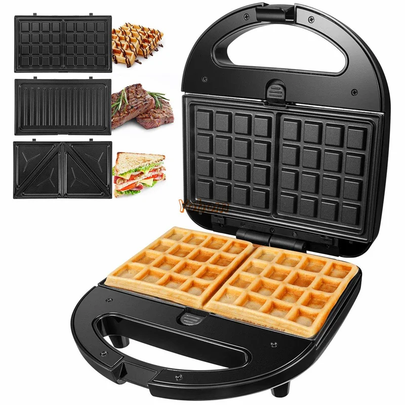 

Mini Breakfast Waffle Maker Grill Detachable Breakfast Sandwich Maker Toaster Non Stick Sandwich Toaster with Cool Touch Handle