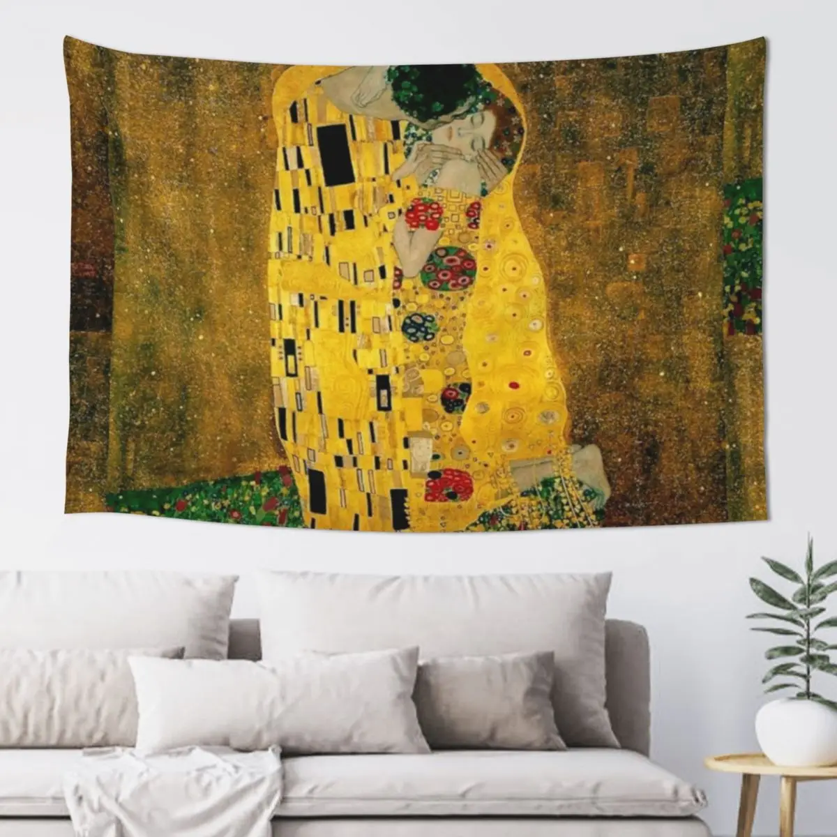 The Kiss by Gustav Klimt|Liebespaar - The Lovers Tapestry Decoration Bedroom Decorative Wall Mural Tapestry