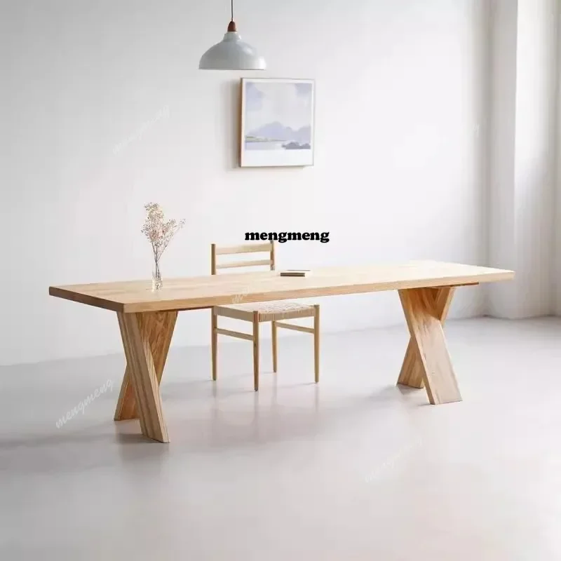 

F182 Nordic Dining Table Modern Minimalist Conference Dining Table Rectangular Solid Wood Dining Room Furniture Esstisch