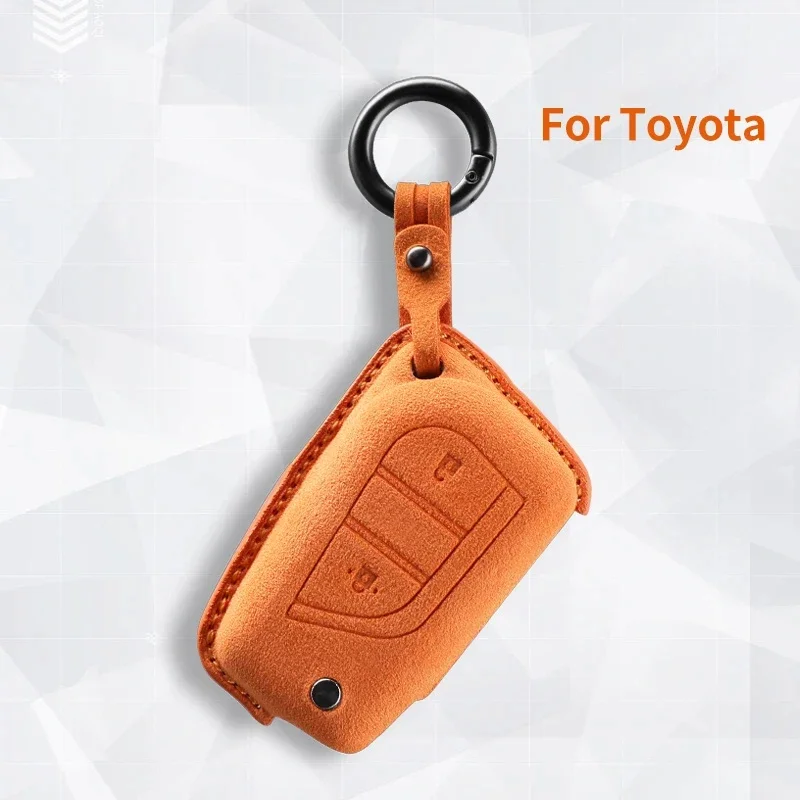 

Car Key Case for Toyota Corolla Verso Aygo Scion Camry Prius C-HR Levin Reiz Hilux Auris Yaris Suede 2/4 Buttons Suede Keychain