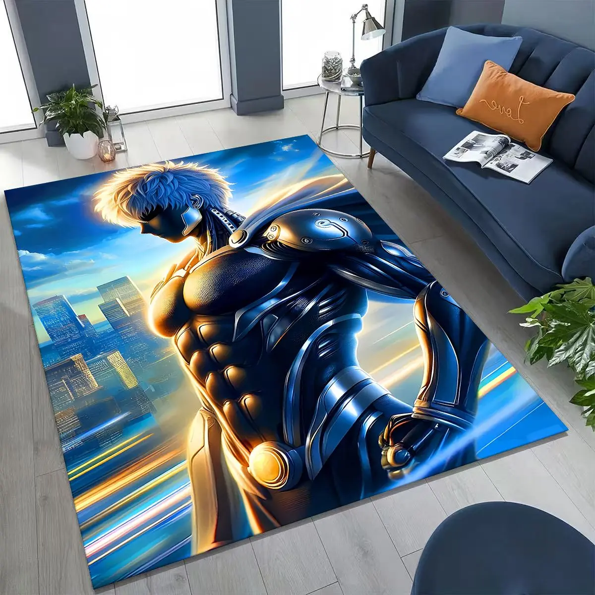 

Anime One Punch Man Saitama Cartoon Cartoon Rug for Bedroom Living Room Sofa Home Doormat Decor,Kids Play Non-slip Floor Mat
