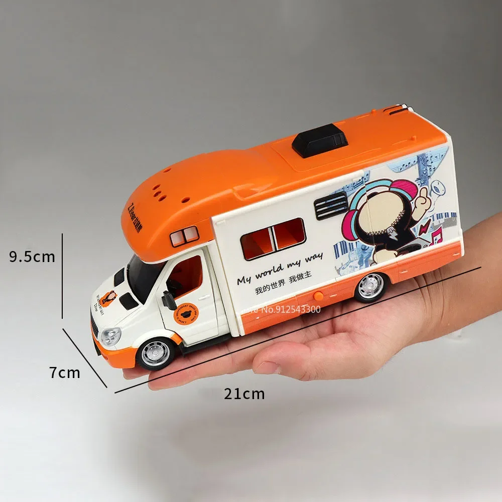 1:32 Cartoon Bear RV Contenitore di Trasporto Modello di Auto Giocattolo In Lega Pressofuso Suono Luce Modelli di Camion Tirare Indietro Collezione Regali Per Bambini