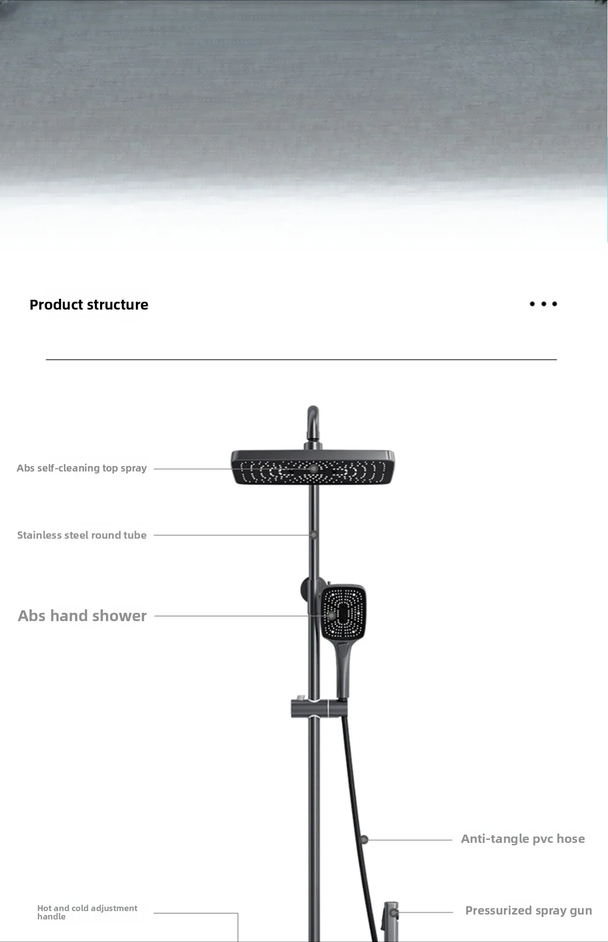 全銅製シャワーセット、浴室恒温デジタル表示雰囲気ラック、シャワー