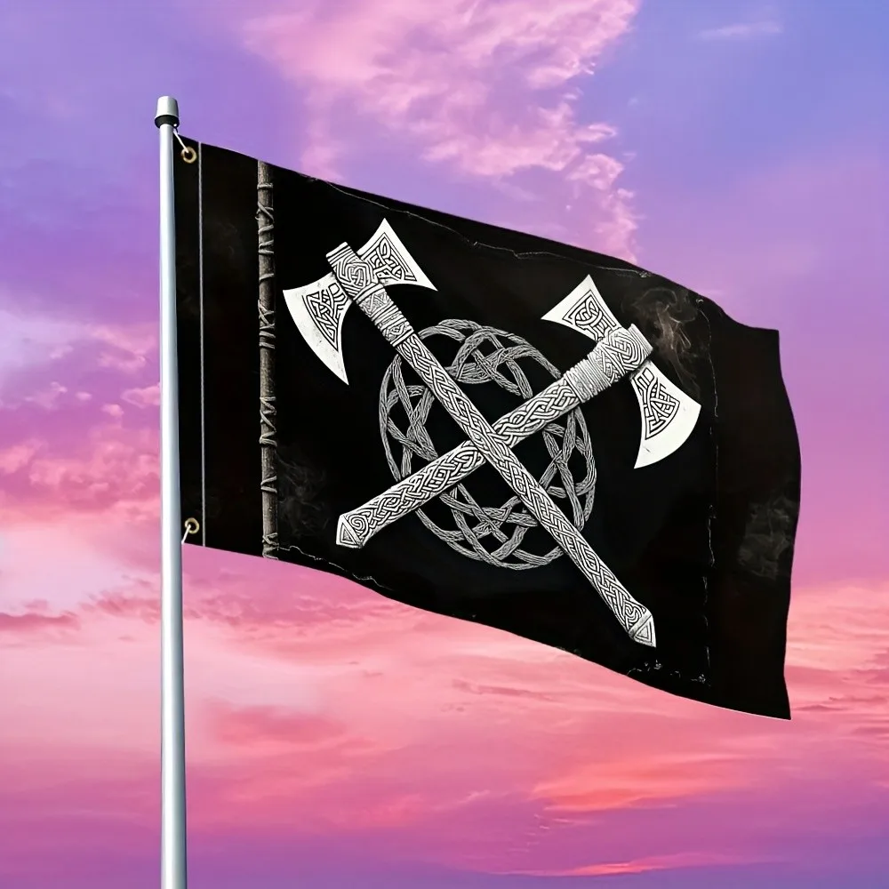 Norse Crossed Axes Celtic Knot Garden Flag Durable Fade Resistant Outdoor Decor