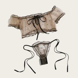 Seksi kadın iç çamaşırı sevimli çiçek sutyen seti askısız Bralette iç çamaşırı seti kadın fantezi iç çamaşırı samimi şeffaf erotik iç çamaşırı