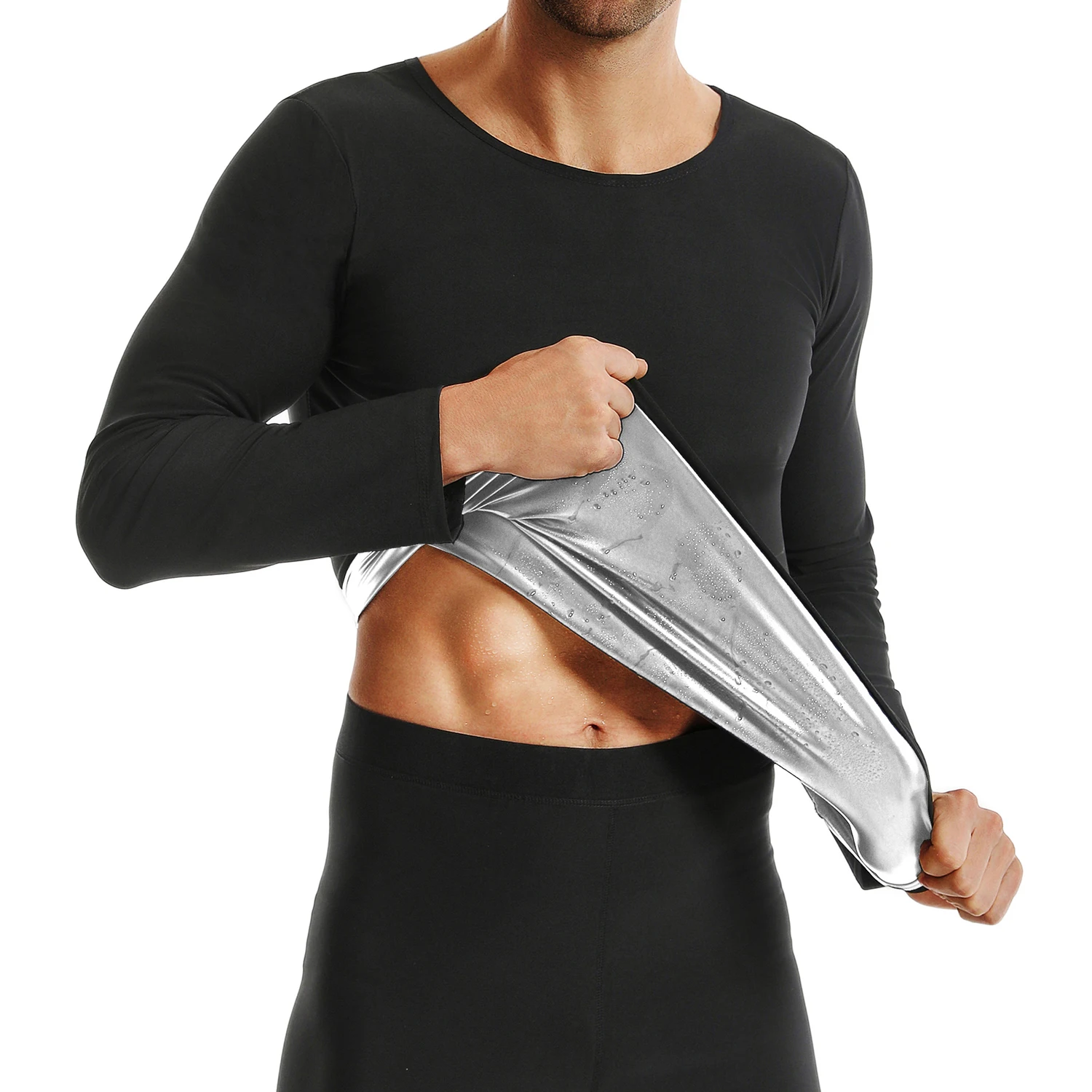 1 PC ซาวน่าเสื้อสําหรับชายแขนยาวสําหรับเหงื่อ Body Shaper TOP เสื้อยืด Body Shaper เสื้อสําหรับออกกําลังกายกีฬาการออกกําลังกาย