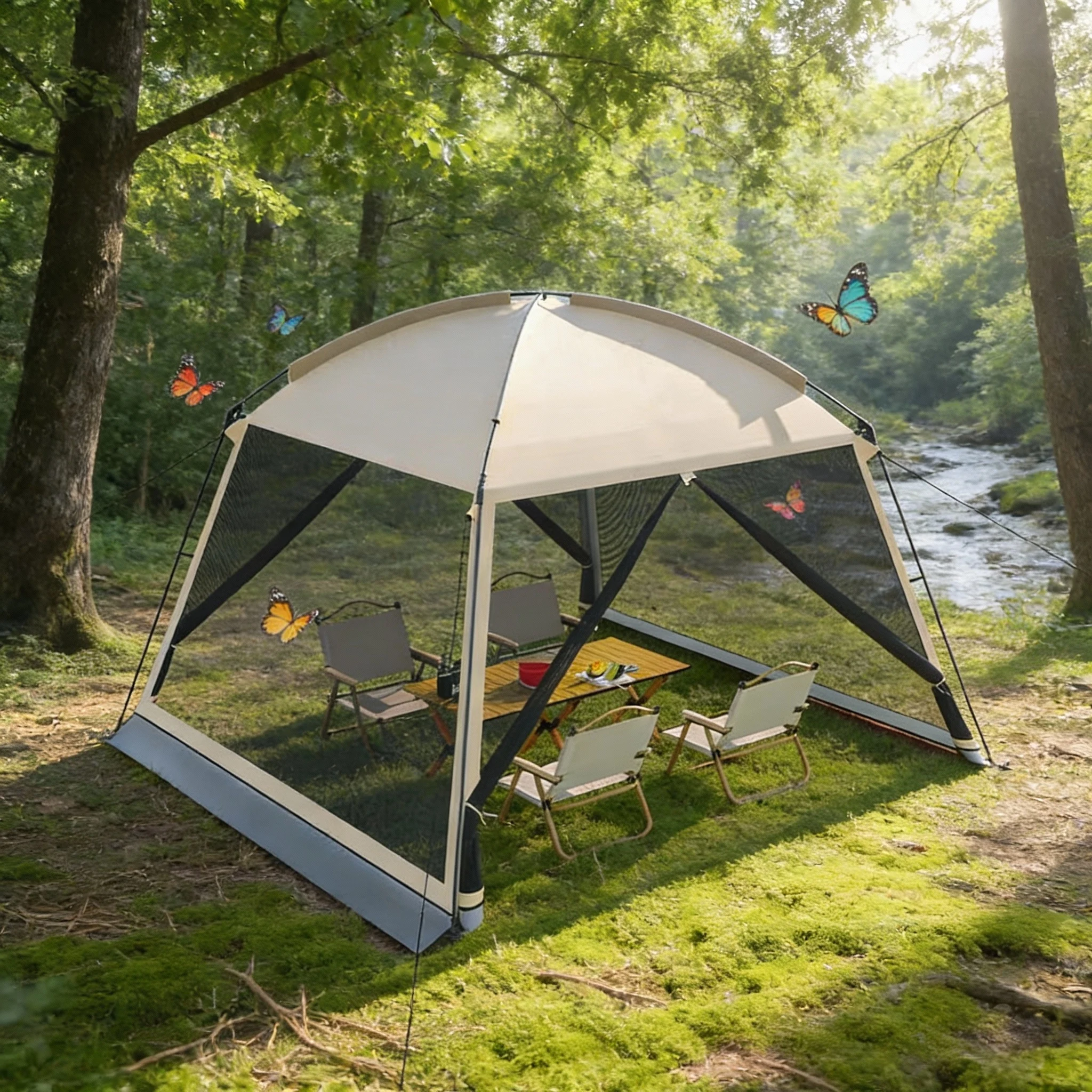 Sun Shelter Summer Portable Outdoor Camping One Bedroom Tent with Single Layer Mosquito Net and Quick Opening