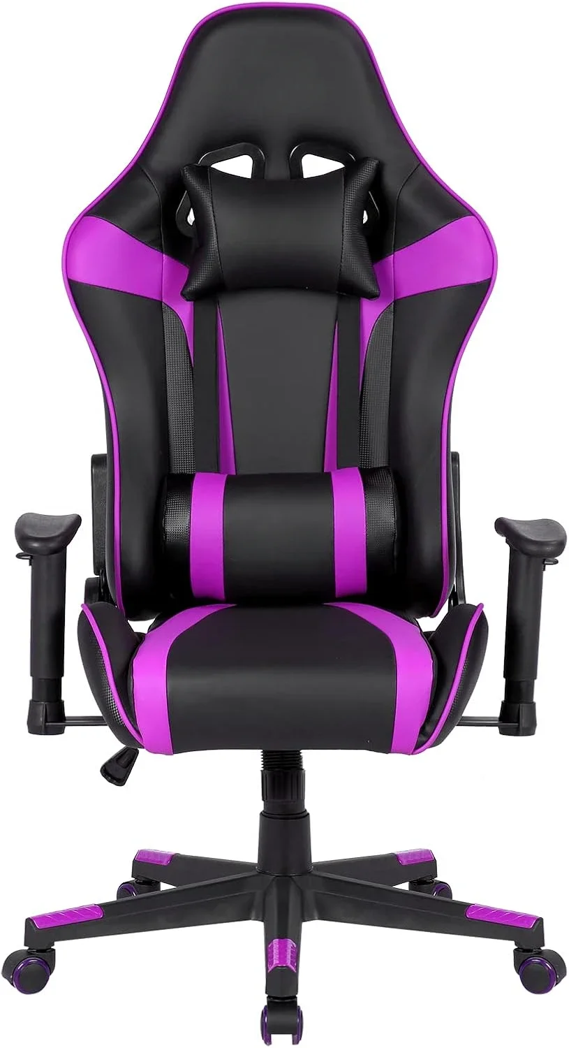 Silla Profesional de poliéster para videojuegos, Reposabrazos 2D, Ajustable en Altura, Respaldo Reclinable de 180 °, Clase de Gas de Pistón 3