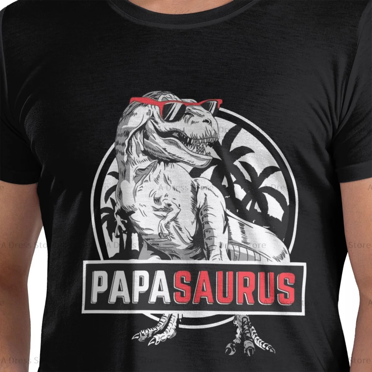 Papasaurus Herren Rundhals-T-Shirt, Ins-Stil, übergroßes T-Shirt, Kurzarm-T-Shirt das ganze Jahr über Geschenk