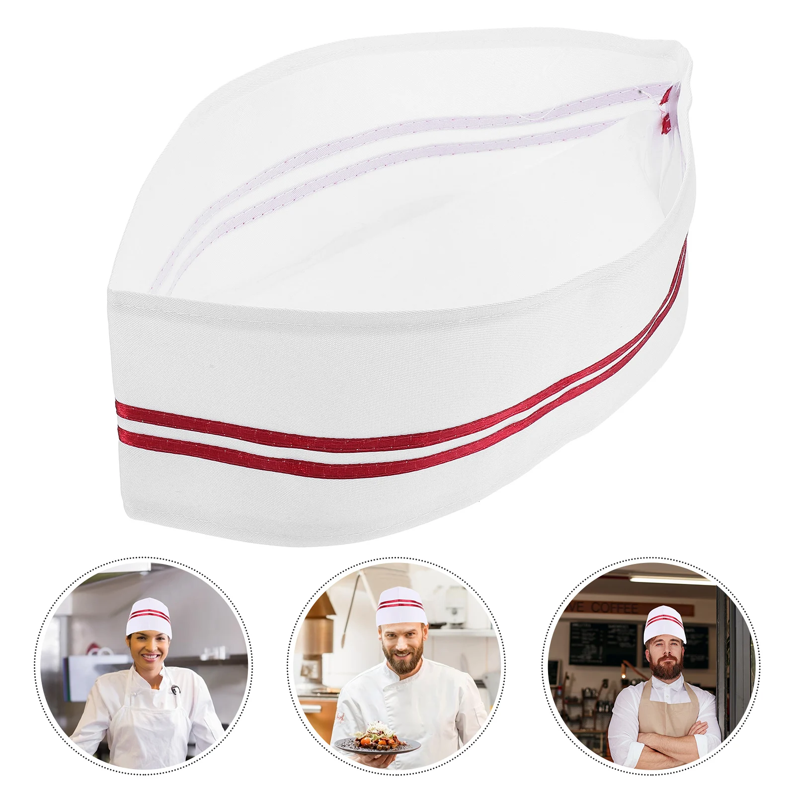 

5pcs Disposable White Fabric Chef Hat Kitchen Cap For Restaurants Food Service Cooking Sushi Hibachi Catering Elastic Band