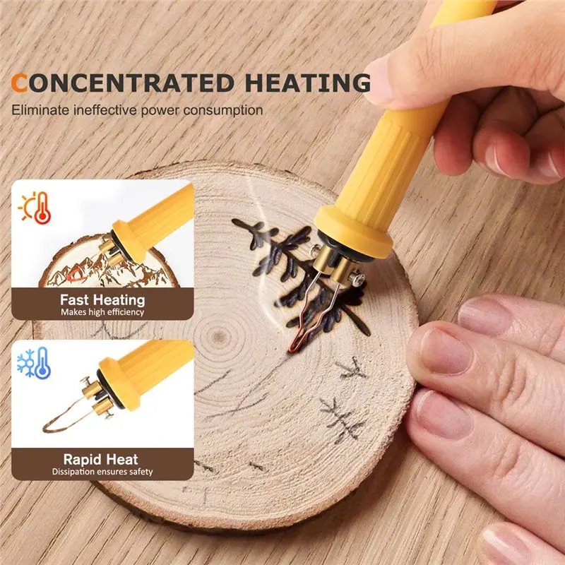 ABSU Wood For Crafting With 60W Pyrography Machine Kit, 30 Wire Tips, And Wood-Burning Pen Included