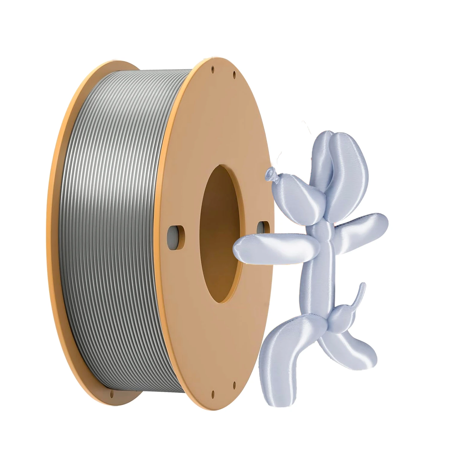 High-Gloss Silver Silk PLA 1.75mm: Compatible with Bambu Lab, Creality, Anycubic, 0.25KG Silver