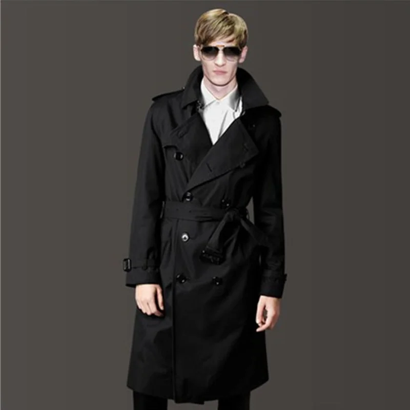 

Guy's Windbreaker Large Size Middle Aged Casual Korean Style Coat Double Breasted Long Men's New Autumn and Winter S-8XL