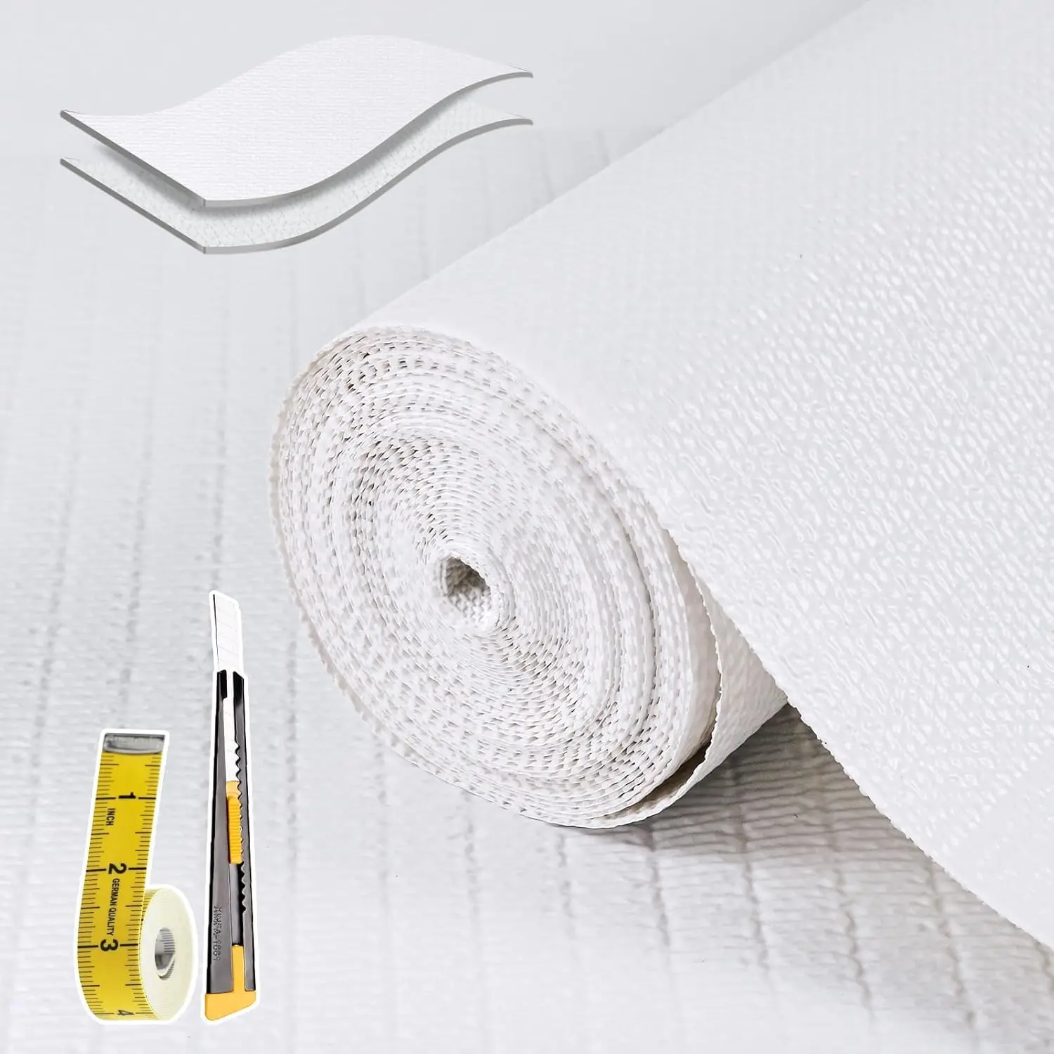 Non Adhesive Shelf Liner Roll 12x20FT White Thick Non Slip Washable for Kitchen Cabinet Drawer Toolbox Fridge