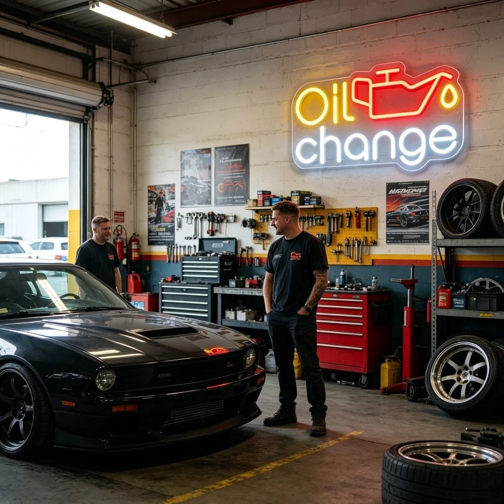 오일 교환 네온사인 LED 네온 조명 디밍 가능 차고  - Auto Repair Shop Open 리뷰 및 가격