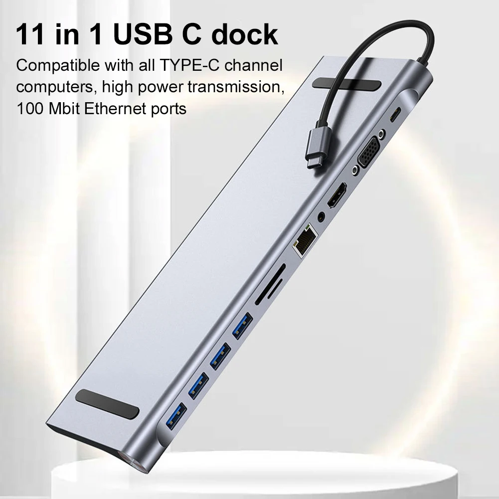 11 في 1 USB C Hub شاشة ثلاثية مع 4K HDMI متوافقة مع VGA Ethernet USB C Dock لـ MacBook Pro/Air Dell HP Surface لـ ASUS #1