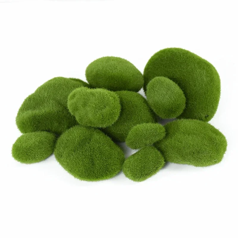 10Pcs Simulation Moss Stone Artificial Moss Rocks Ball Fake Green Plant for Home Garden Flower Pot Decoration Creative Crafts