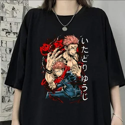 Hot Ryomen Sukuna Itadori Yuji Printing T-shirt Women Fashion Short Sleeve Anime Street Casual Personality Summer T-shirt