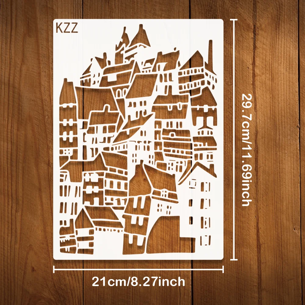 A4 29 *21cm rural scenery DIY Stencils Wall Painting Scrapbook Coloring Embossing Album Decorative Paper Card Template,wall