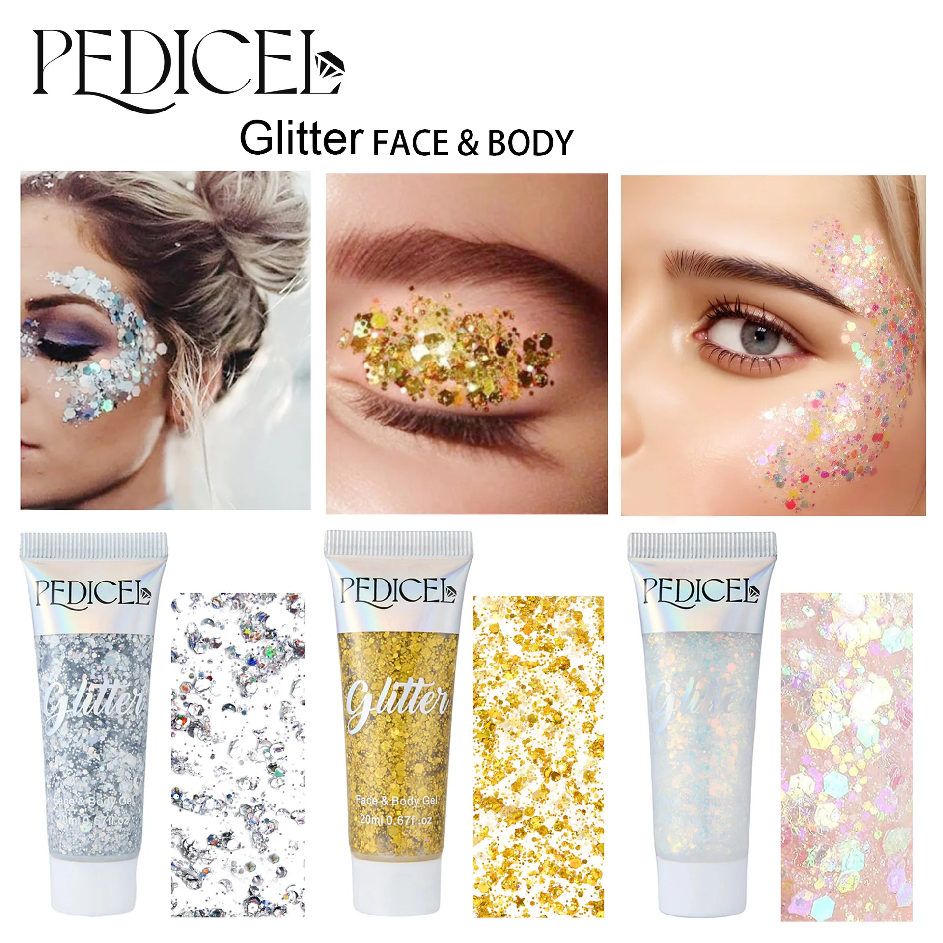 Super Glitter Eyeshadow Eye Makeup Pearl Stage Makeup Student Performance Glue Free Gel  Beauty & Health
