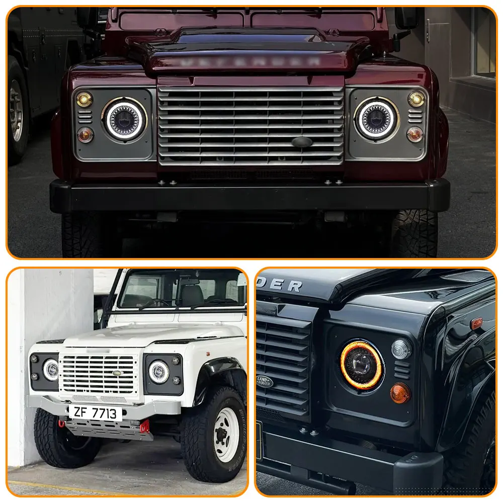 7" LED DRL H4 Halo Ring Amber Turn Signal Headlamp For land rover defender Jeep JK TJ Touring Lada 4x4 Yamaha Niva view 5
