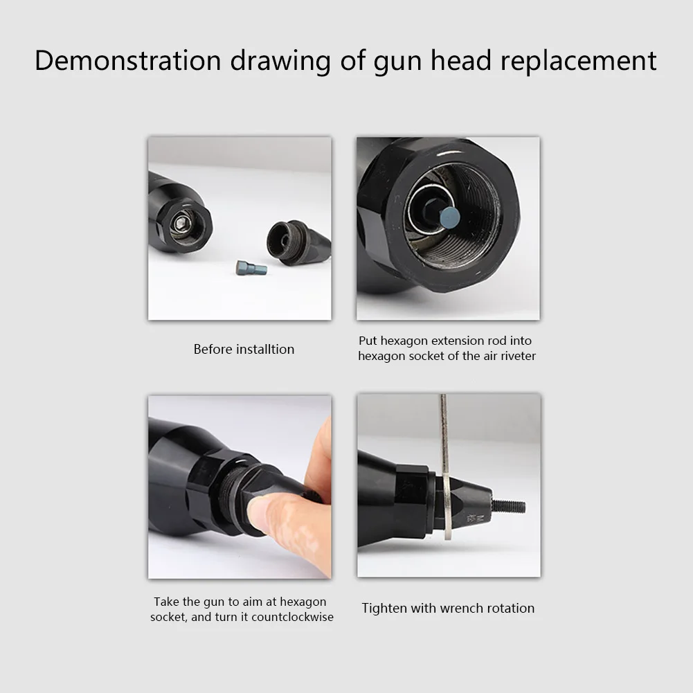 90PSI Pneumatic Riveting Gun Anti-slip Handle Self-locking 1/4 Inlet Port Pull Nut Riveting Gun Automatic Air Rivet Nut Guns