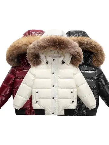 UNITIM Kids Baby Girls Down Jacket Hooded Glossy No-rinse Toddler Boys Down Coat Winter Thicken Warm Newborn Boys Parkas Outwear