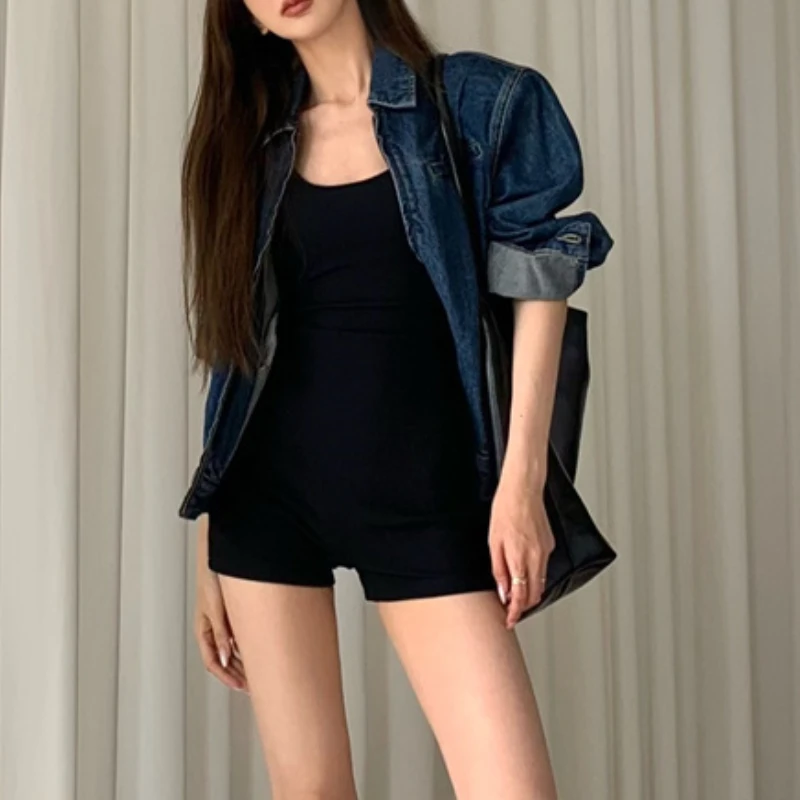 Sexy Rompers Women Black Hollow Out Vintage High Waist Summer Streetwear Cool Fitness Casual Tender Clothing Mujer Korean Style