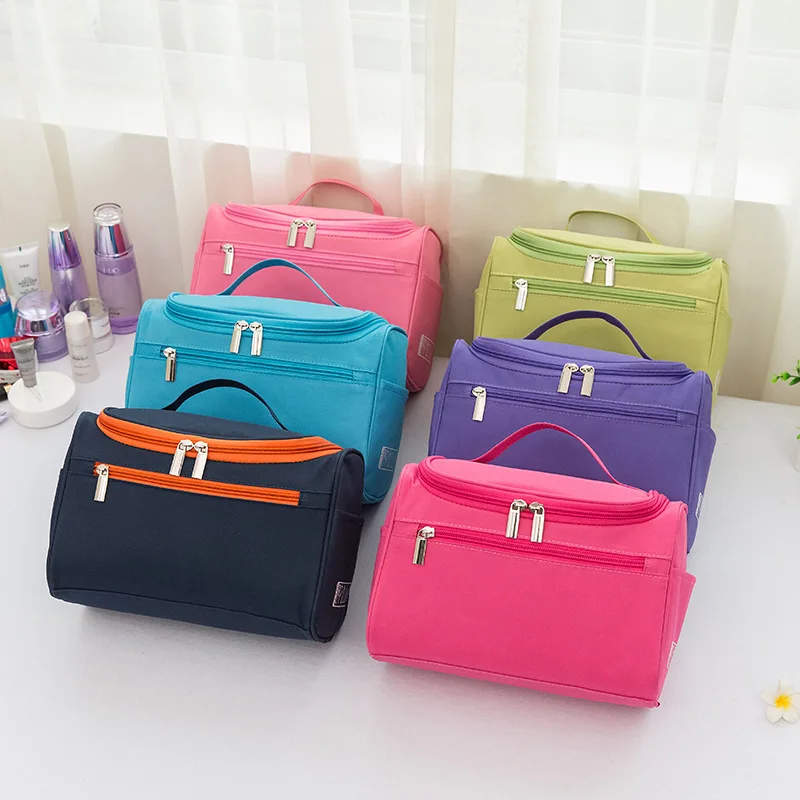 Hanging Hook Travel Cosmetic Bag Waterproof Oxford Large Capacity Multi Pocket Portable Toiletry Makeup Storage Organizer