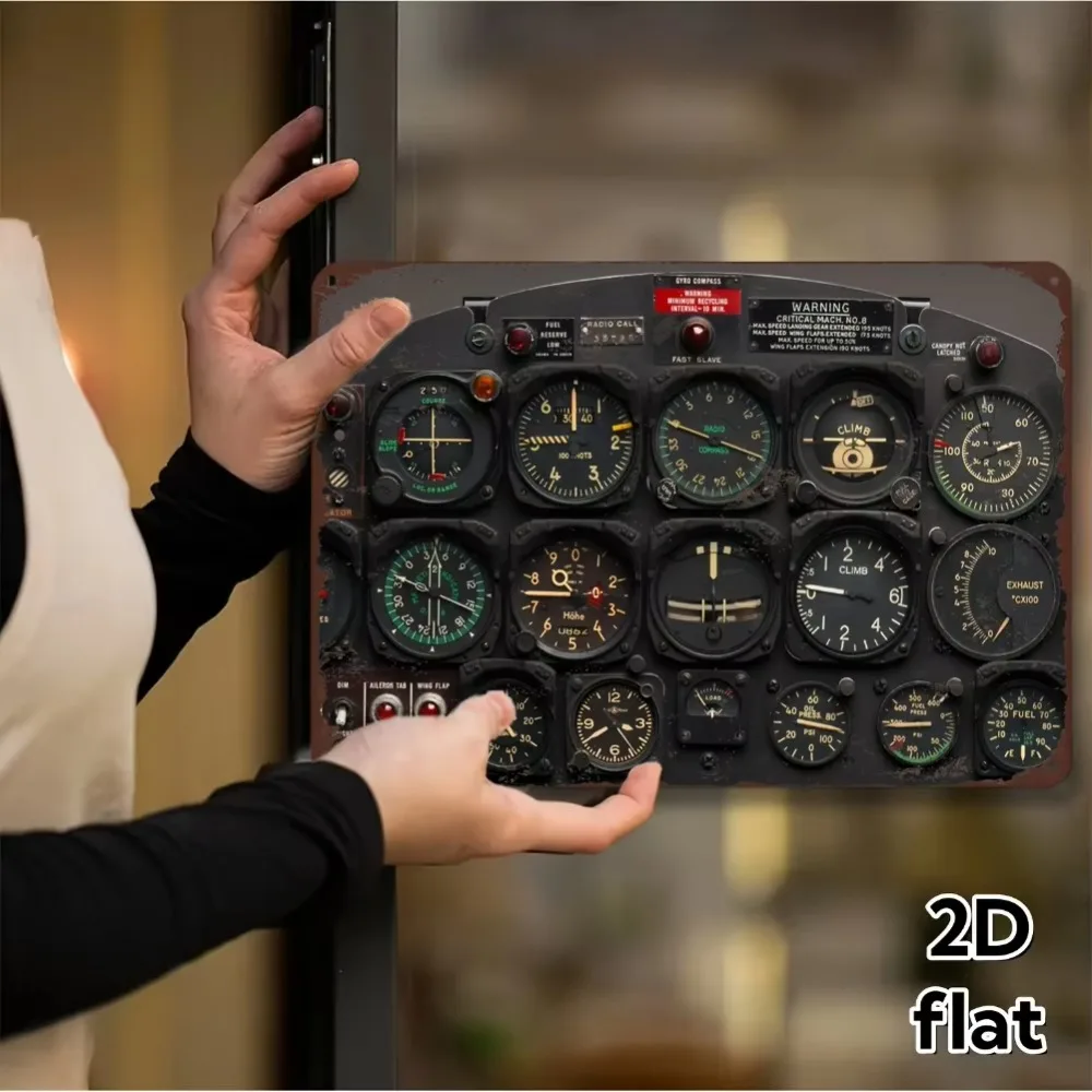 CIFBUY Retro Vintage Aviation Dashboard Aluminum Wall Art Weatherproof Durable Alloy Decor for Home Garage Cafe Bar