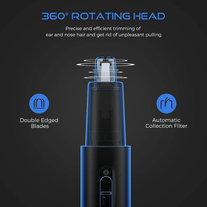 ที่เล็มขนจมูกสำหรับผู้ชายผู้หญิงเครื่องเล็มขนจมูกแบบชาร์จไฟได้ USB IPX7กันน้ำเครื่องเล็มขนจมูก