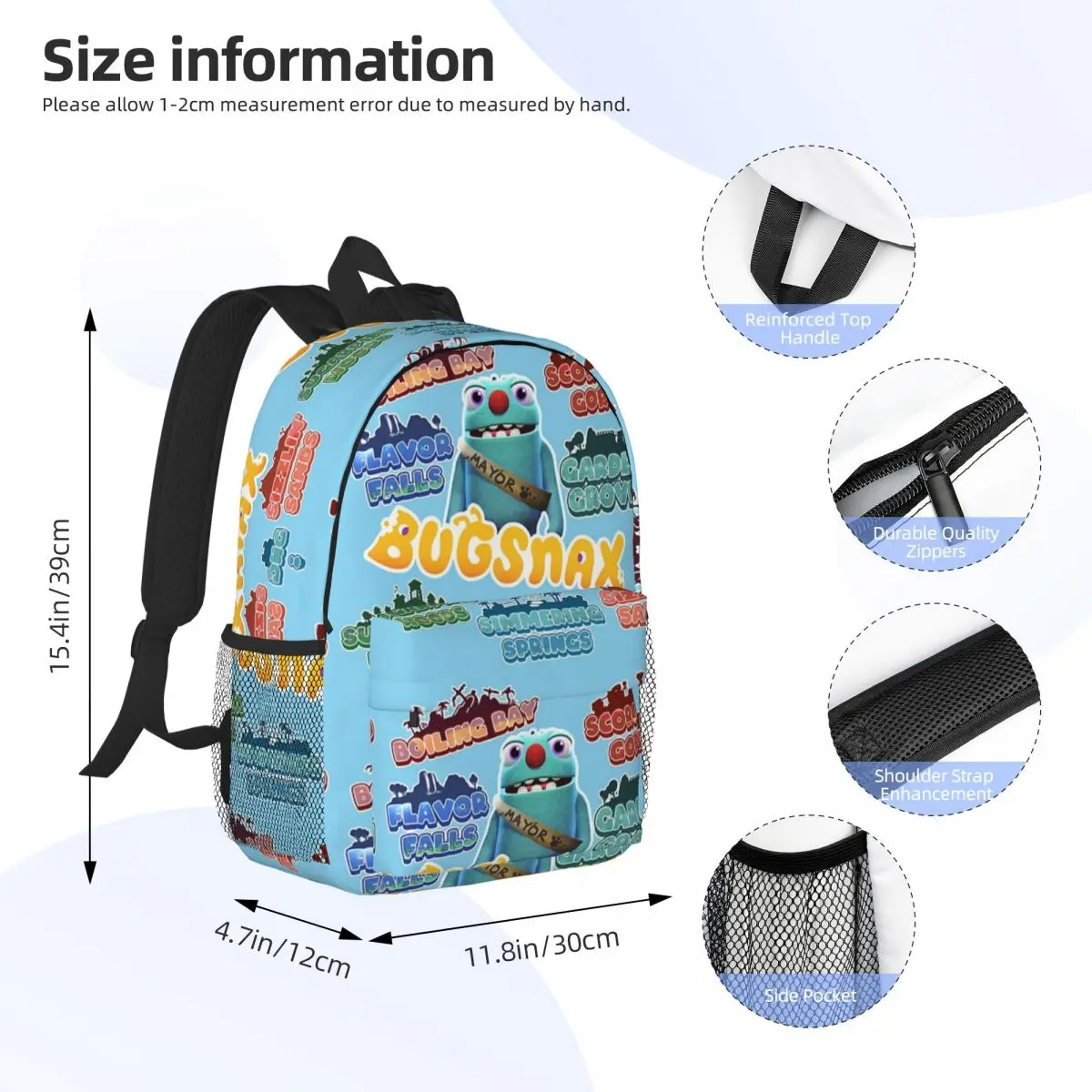 Bugsnax Locations Fan Art Pack Pink Kinda Bug Backpacks Boys Girls Bookbag Students School Bags Travel Rucksack Shoulder Bag