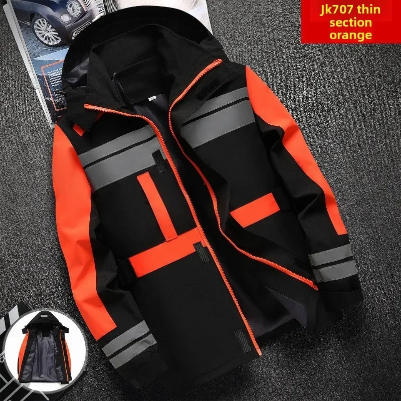 Men's thin cold-proof reflective overalls engineering field tooling tops are loose