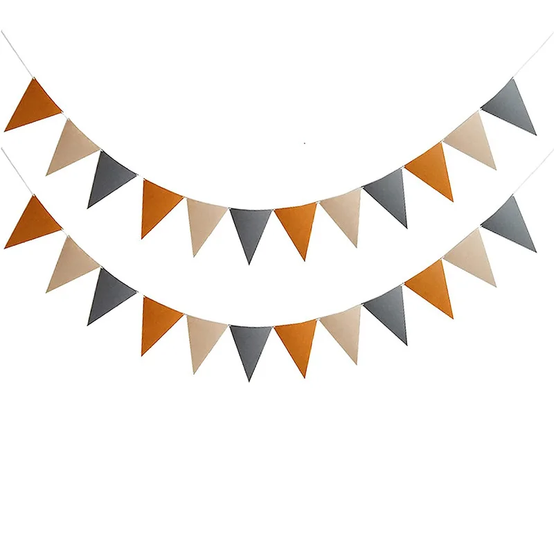 

Brown Cafe Beige Rustic Wedding Party Decor Felt Pennant Banner Fabric Triangle Flag Streamer Woodland Bear Baby Shower Bunting