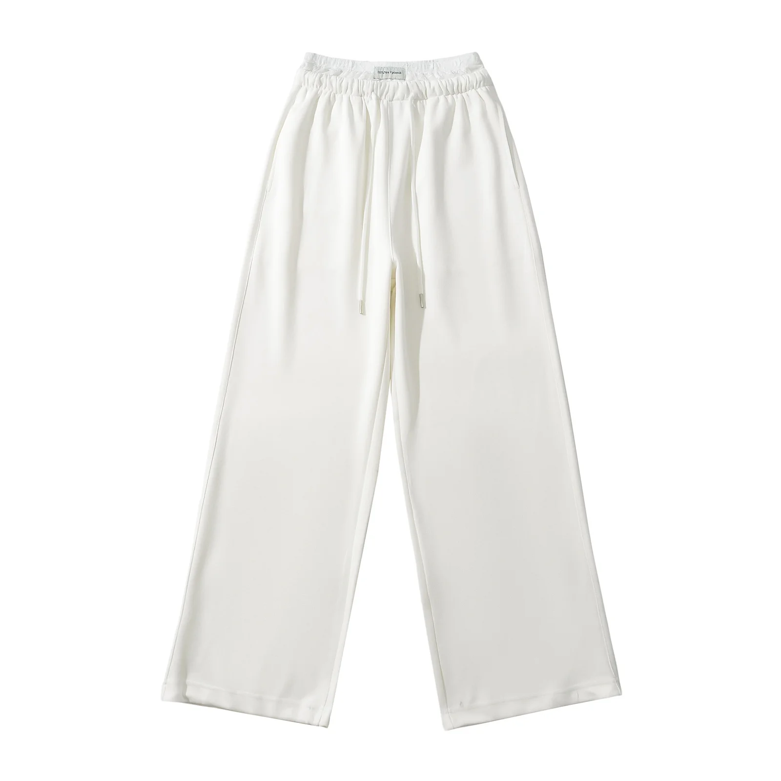 アメリカンレトロレーススプライシングハイウエストルーズカジュアルスポーツパンツレディースドラ伸縮性ウエストワイドレッグスウェットパンツ