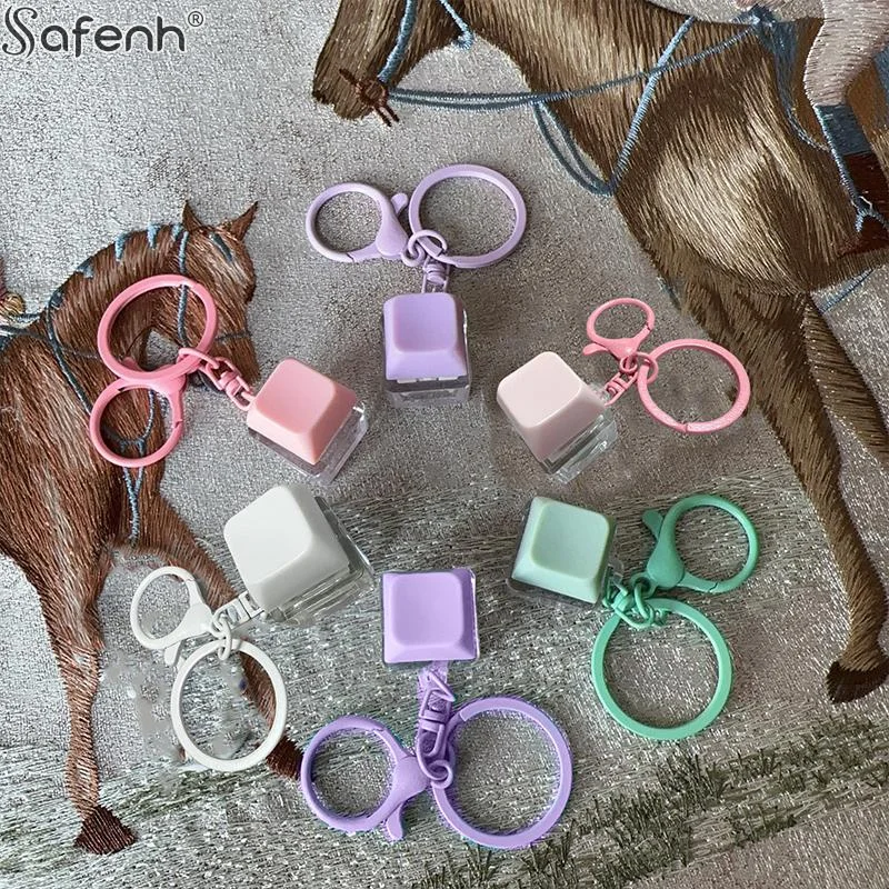 Creative Decompression Keypad Macaron Shaped Keychain Stress Relief Toy Colorful Small Pendant for Backpack Decoration Students