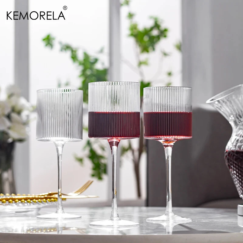 8PCS French Vertical lines Champagne Glasses Home Glass Goblets High-end Red Wine Glasses White Wine Glasses Cocktail Glasses