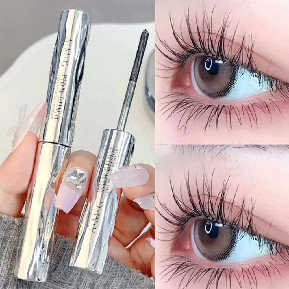 Eyelash Primer Mini Steel Tube Mascara Natural Black 3D Silk Fiber Eyelash Primer Non Smudging Long-lasting Eyelash Long-lasting