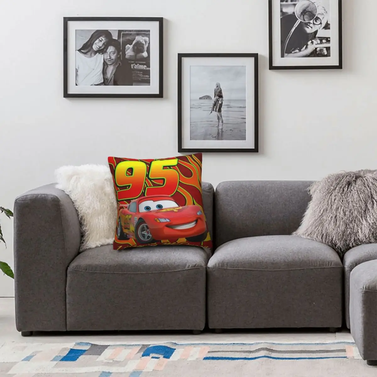 95 To Race Lightning Mcqueen Cars Pillowcase Printed Polyester Cushion Cover Decorations Pillow Case Cover Seat Zipper 45*45cm