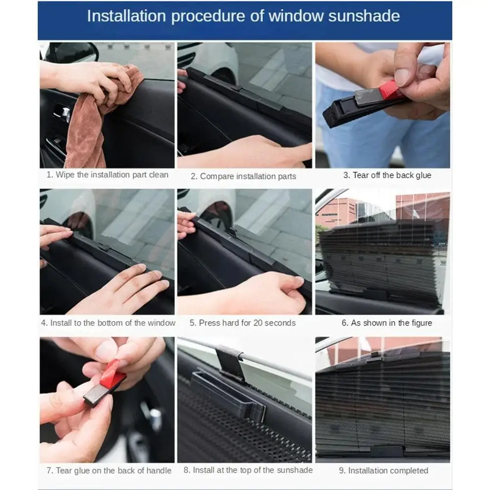 

Summer Car Pleated Shades Automatic Retractable Sun Protection Foldable Curtain Heat Insulation For Vehicle Windows
