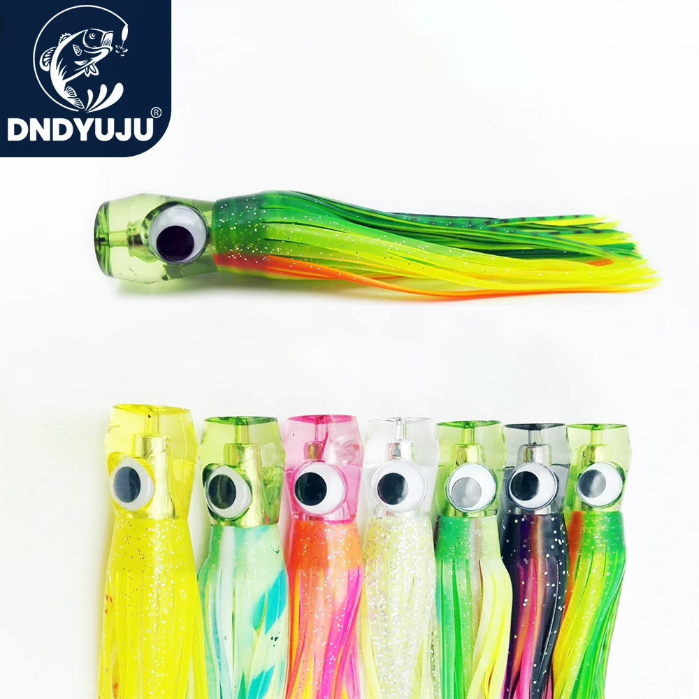 DNDYUJU 1PCS Sea Fishing Lure 55g/17CM Boat Fishing Troll Bait Acrylic Resin Octopus Bionic Squid Fishing Bait Feather Skirt