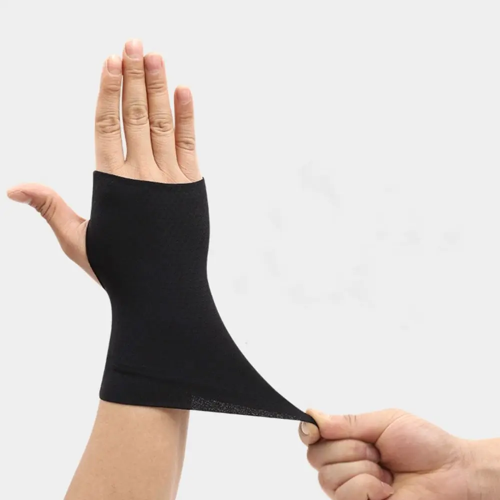 Elastic Fingerless Gloves Solid Color Anti-UV Half Finger Sunscreen Gloves Protect Wrist Wristband Thin Ice Silk Mittens Driving