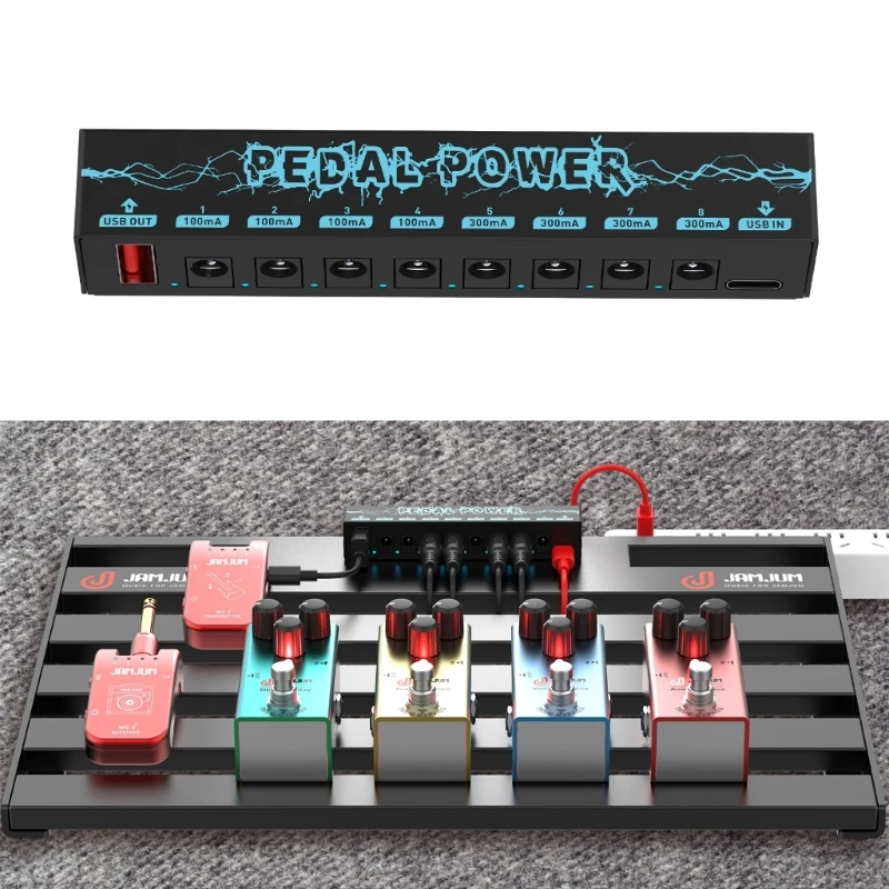 A9LD Insulated Guitar Effect Pedals Power Supply 8 Outputs 100mA 300mA for 9V Guitar Effects Pedals with LED Instructions